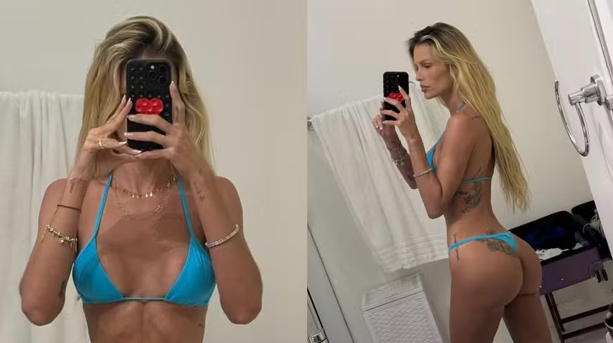 De biqu&iacute;ni, Yasmin Brunet faz fotos e ganha chuva de elogios: ‘Espet&aacute;culo’