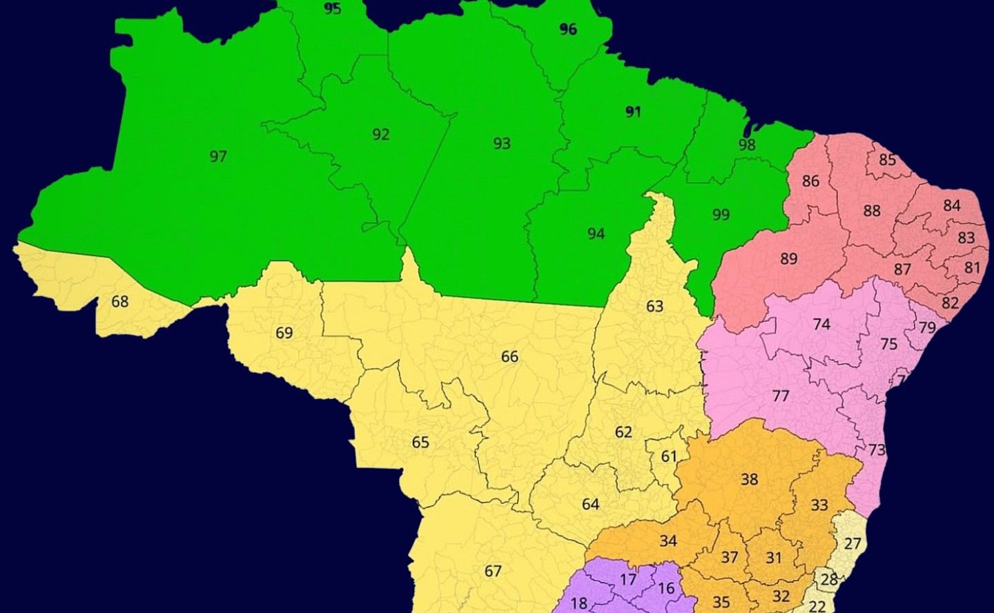 Estados, DDDs e fronteiras: como blocos de divis&atilde;o moldam os c&oacute;digos telef&ocirc;nicos no Brasil
