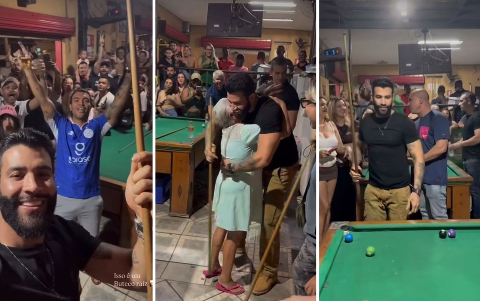 Gusttavo Lima, Thiago Brava, Hugo e Israel Novaes surpreendem f&atilde;s em bar de Goi&acirc;nia GO