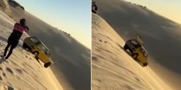 Bras&iacute;lia amarela &eacute; flagrada atravessando dunas de Canoa Quebrada e surpreende turistas