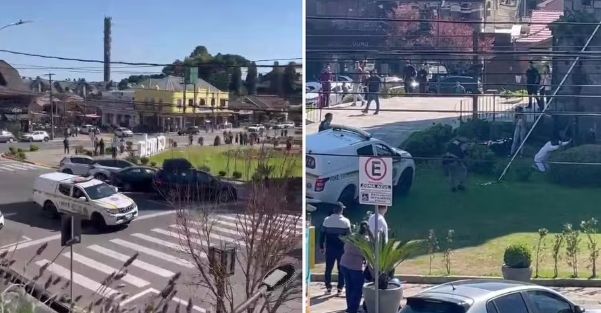 Motociclista &eacute; detido ap&oacute;s persegui&ccedil;&atilde;o e queda em frente &agrave; Catedral de Pedra em Canela (RS)