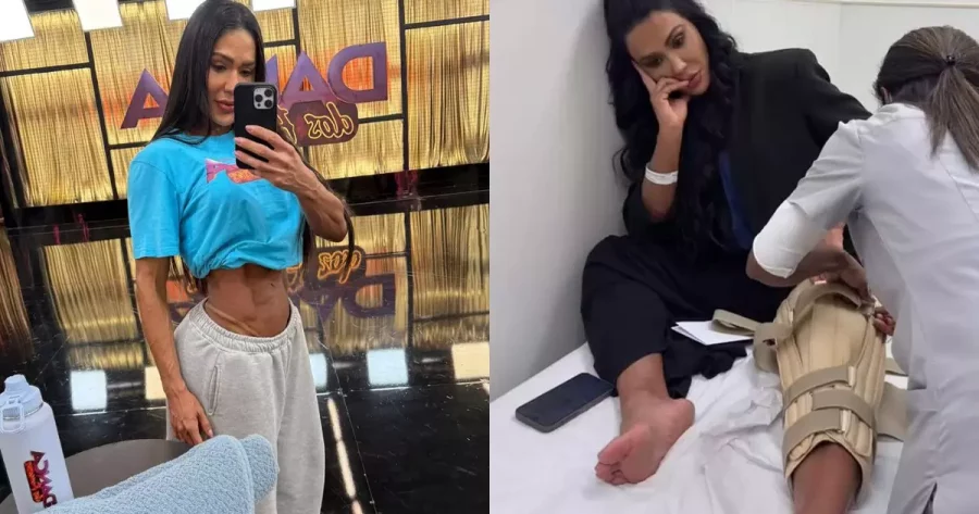 Gracyanne Barbosa recebe alta ap&oacute;s cirurgia no joelho e volta para casa com apoio da fam&iacute;lia