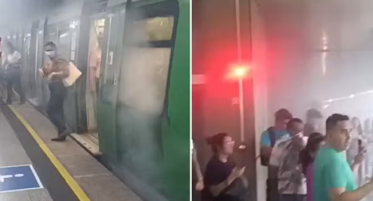 Falha nos freios de trem do Metr&ocirc; de Fortaleza gera fuma&ccedil;a e p&acirc;nico em hor&aacute;rio de pico