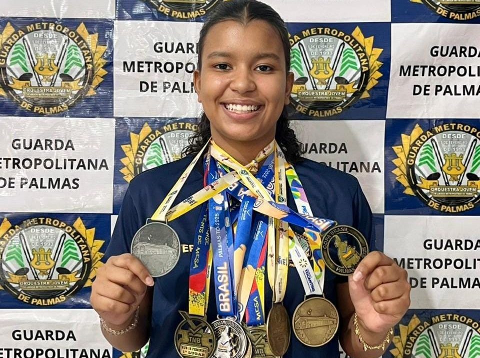 Aluna de programa sociocultural da Guarda Metropolitana de Palmas se destaca no t&ecirc;nis de mesa nacional