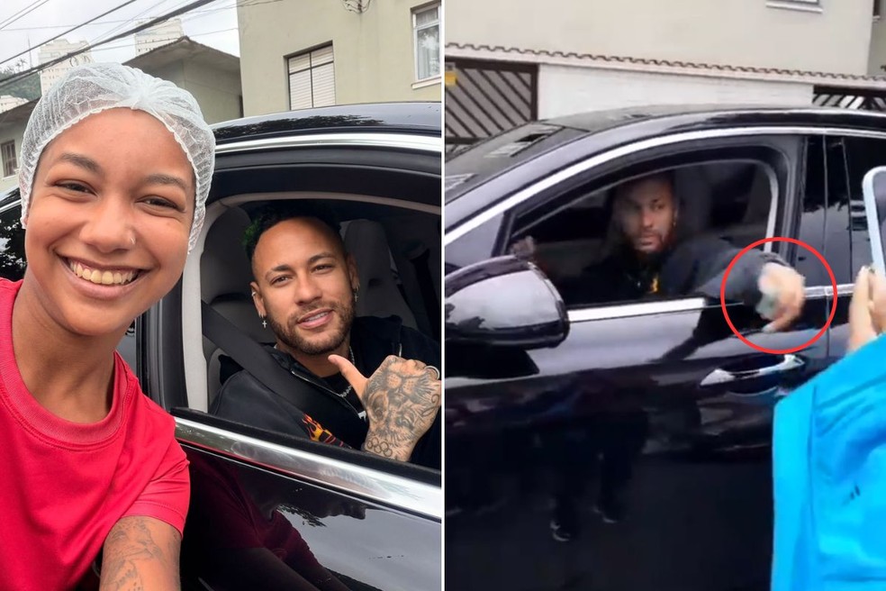 Neymar surpreende funcion&aacute;rios de doceria em Santos e cumpre promessa com visita