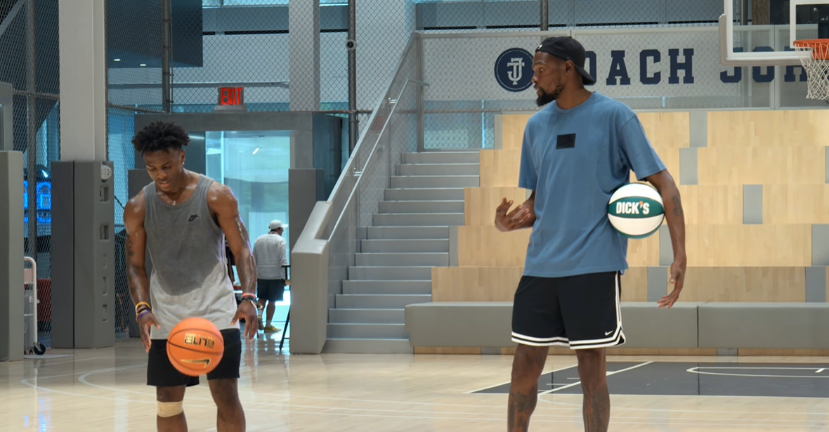 IShowSpeed choca Kevin Durant ao superar tempo recorde da NBA em teste f&iacute;sico