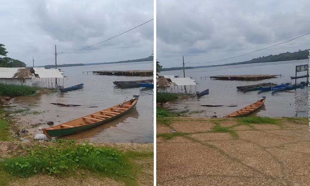 Nivelamento do rio Tocantins alaga praia de Itaguatins; barracas de temporada ficam submersas