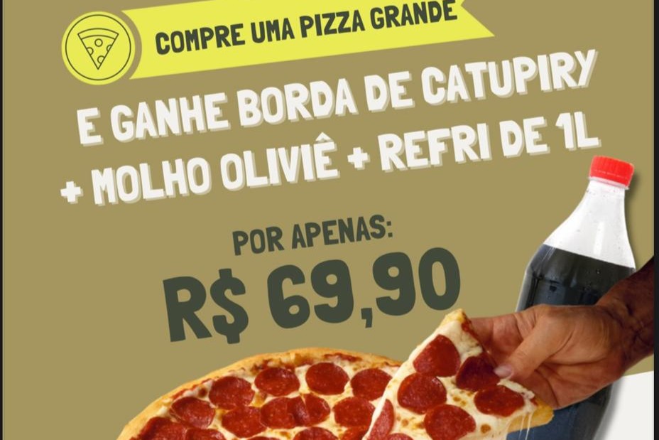 Promo&ccedil;&atilde;o di&aacute;ria da Olivi&ecirc; Massas & Pizzas oferece pizza grande com extras e refrigerante por apenas R$ 69,90