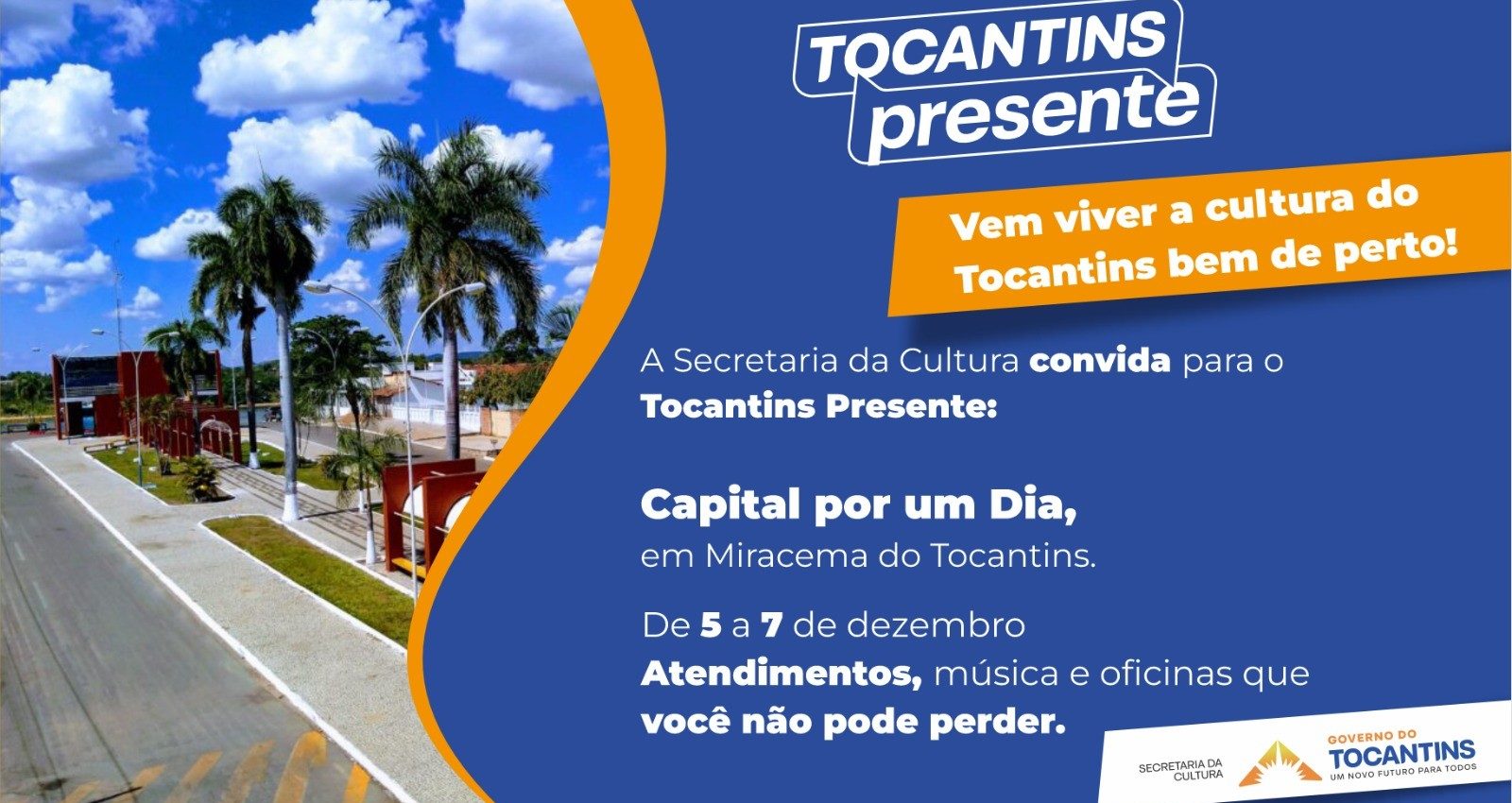 Secult leva programa&ccedil;&atilde;o cultural e atendimentos a artes&atilde;os ao projeto &lsquo;Tocantins Presente&rsquo;, em Miracema