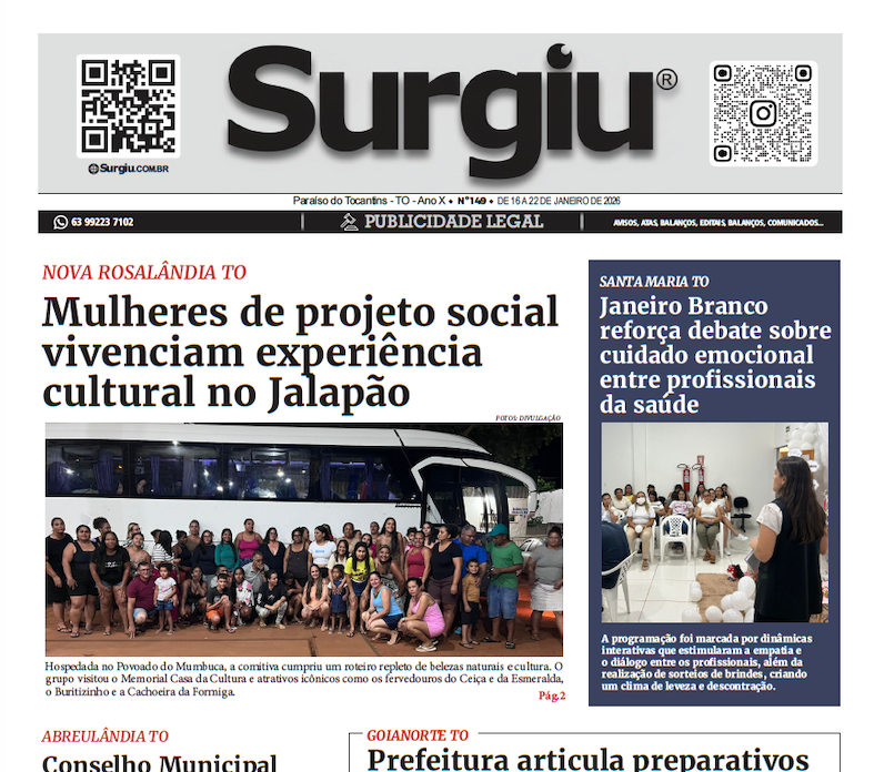 Surgiu n&ordm; 149 – 22/01/2026 – Ano X