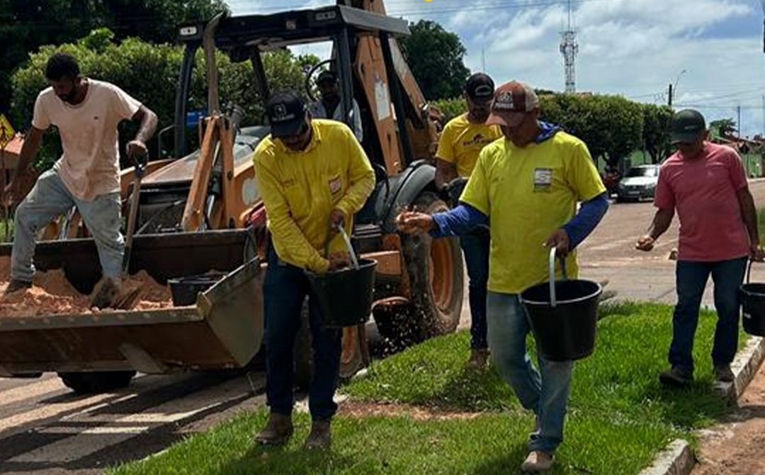 Prefeitura realiza manuten&ccedil;&atilde;o de canteiros e aplica&ccedil;&atilde;o de calc&aacute;rio em Santa Maria