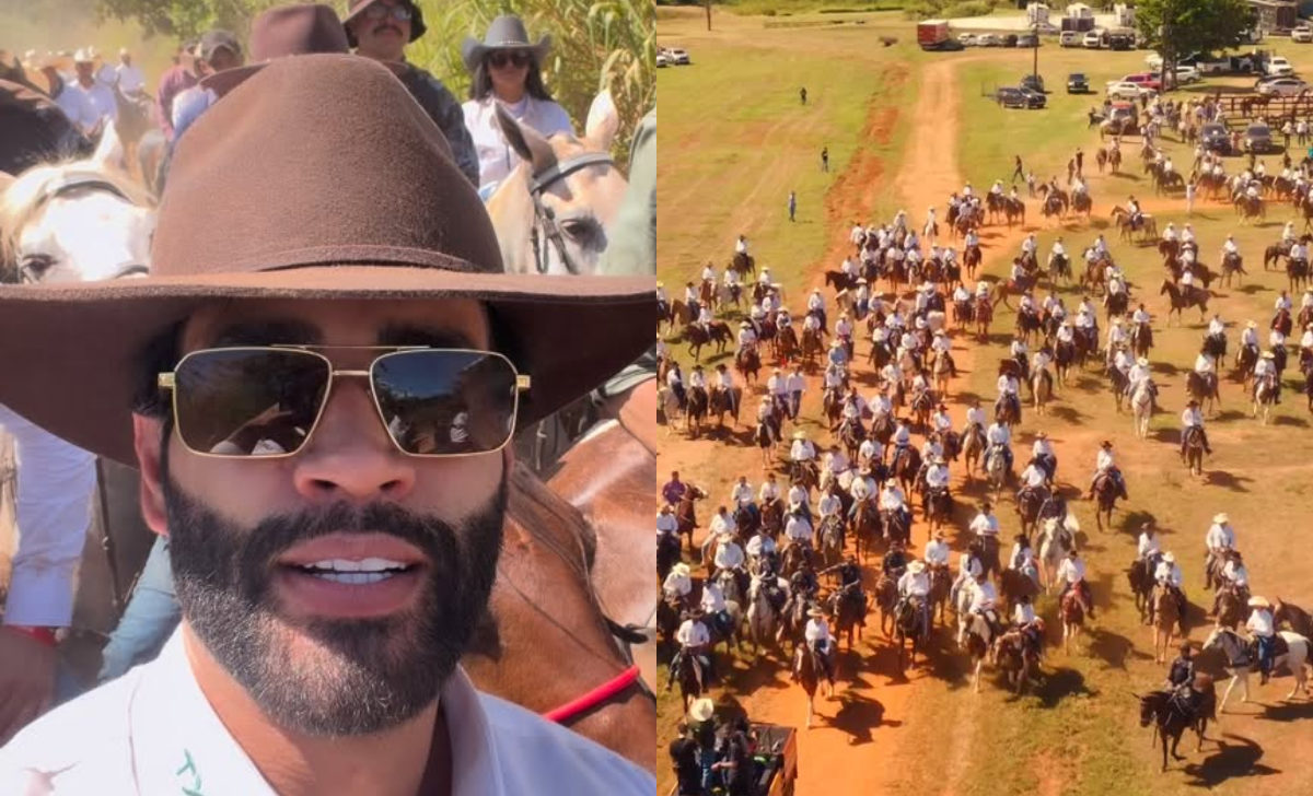 Cavalgada de Gusttavo Lima re&uacute;ne famosos e animais de at&eacute; R$ 200 mil em Goi&aacute;s