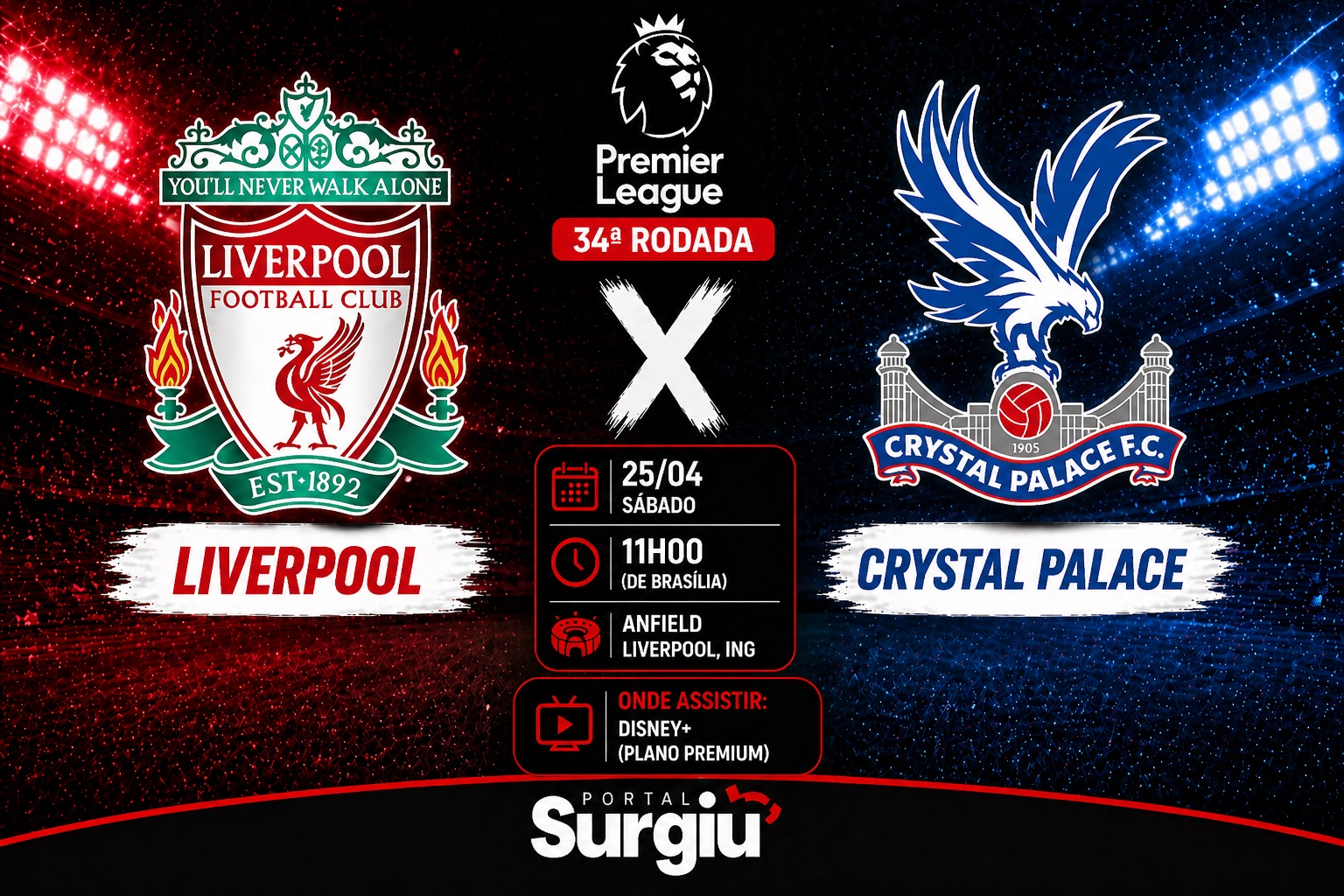 Liverpool x Crystal Palace: onde assistir, hor&aacute;rio e escala&ccedil;&otilde;es pela Premier League