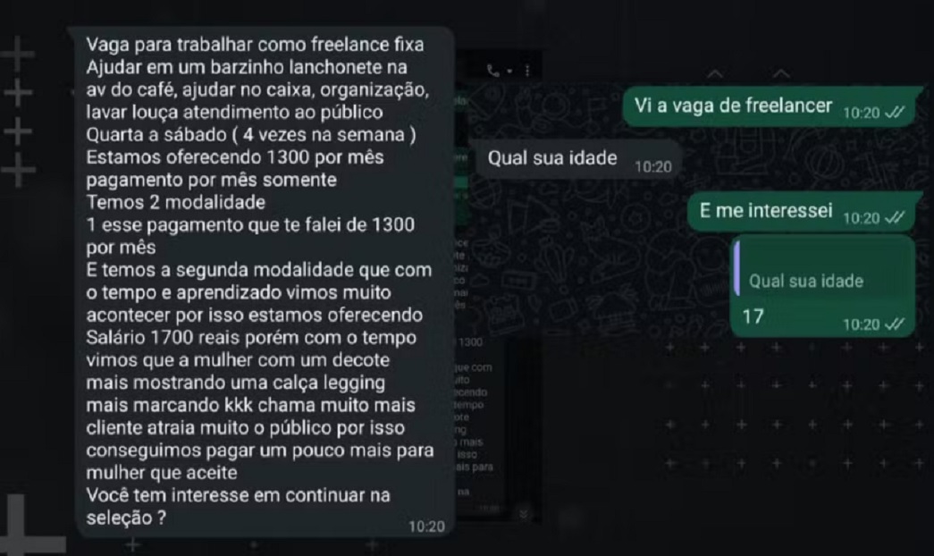Hamburgueria &eacute; denunciada ap&oacute;s oferecer sal&aacute;rio maior para adolescente usar decote e roupa curta