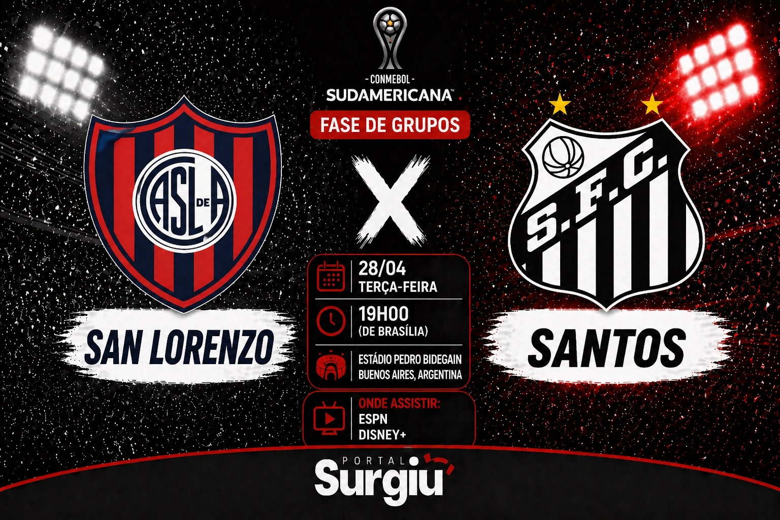 San Lorenzo x Santos: onde assistir, hor&aacute;rio e escala&ccedil;&otilde;es do jogo pela Sul-Americana