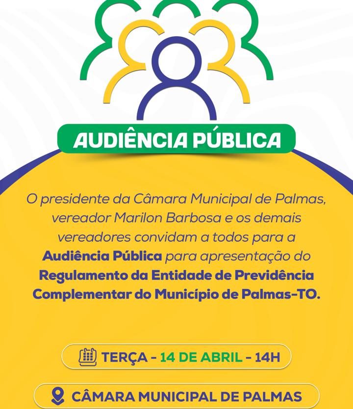 C&acirc;mara de Palmas realizar&aacute; audi&ecirc;ncia p&uacute;blica para apresenta&ccedil;&atilde;o do regulamento da previd&ecirc;ncia complementar