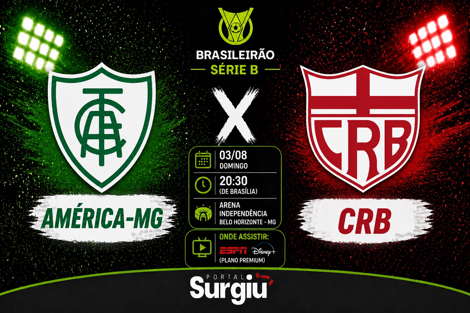 Am&eacute;rica-MG x CRB: onde assistir, hor&aacute;rio e escala&ccedil;&otilde;es pela S&eacute;rie B