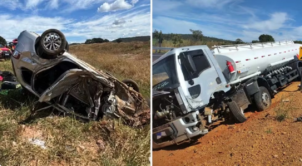 Motorista morre ap&oacute;s colis&atilde;o frontal entre carro e caminh&atilde;o na GO-139