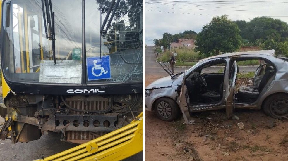 Carro com adolescentes bate de frente com &ocirc;nibus e deixa dois feridos graves em Aragua&iacute;na TO