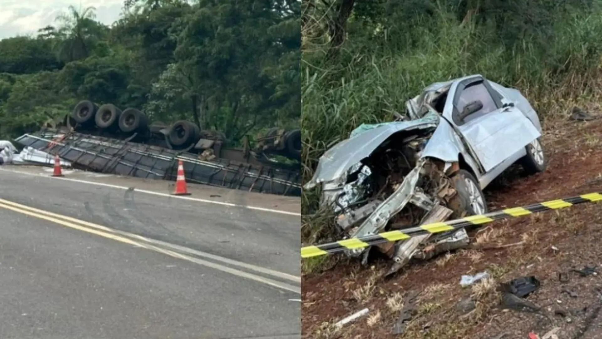 Homem morre em acidente entre carreta e carro na BR-163