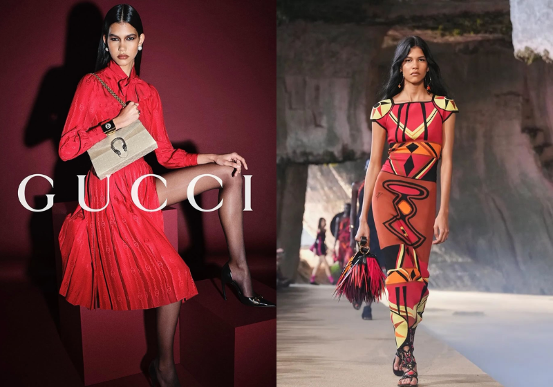 Modelo ind&iacute;gena brasileira vira destaque internacional na Gucci