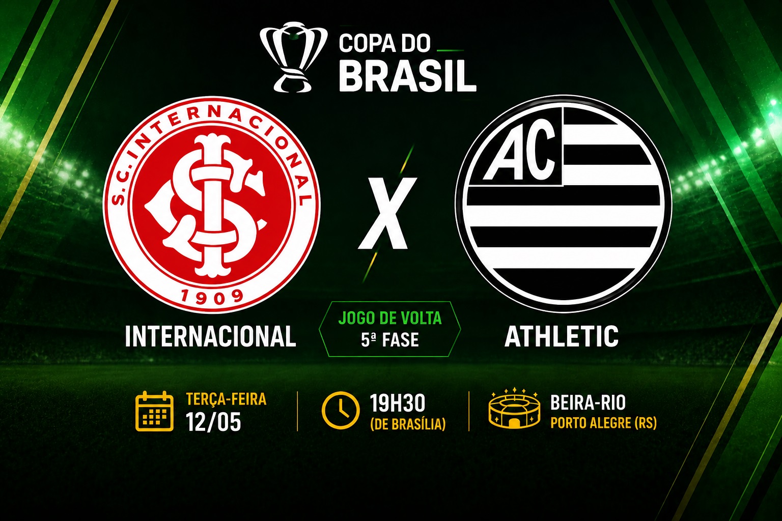 Internacional x Athletic: onde assistir, hor&aacute;rio e escala&ccedil;&otilde;es pela Copa do Brasil