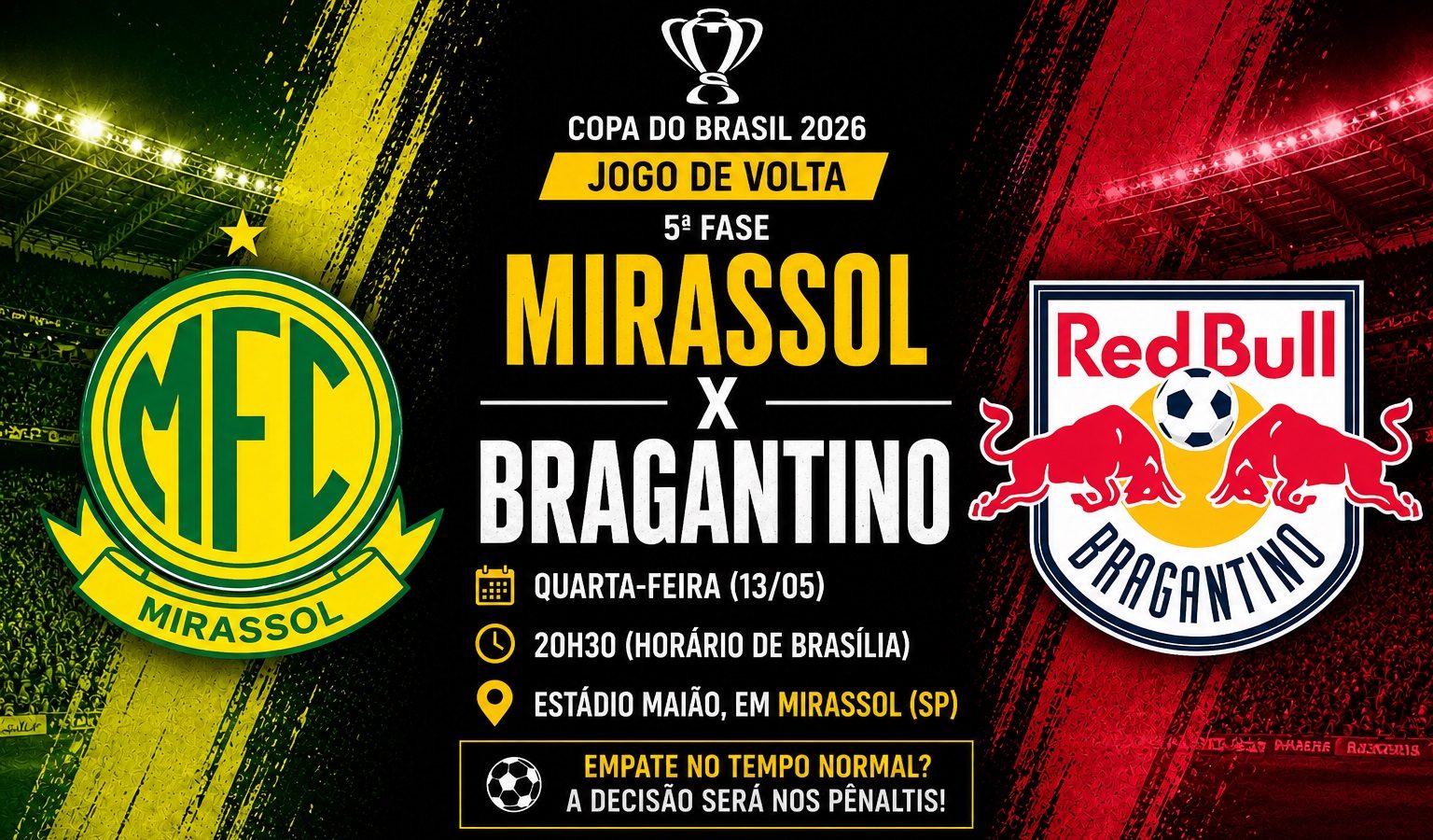 Mirassol x Bragantino: onde assistir, hor&aacute;rio e escala&ccedil;&otilde;es pela Copa do Brasil