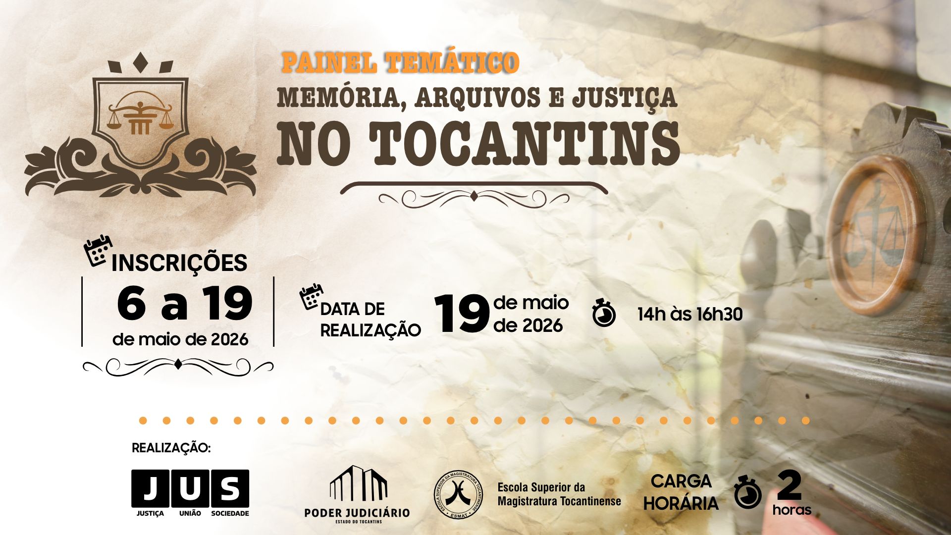 Esmat promove painel sobre mem&oacute;ria, arquivos e Justi&ccedil;a no Tocantins