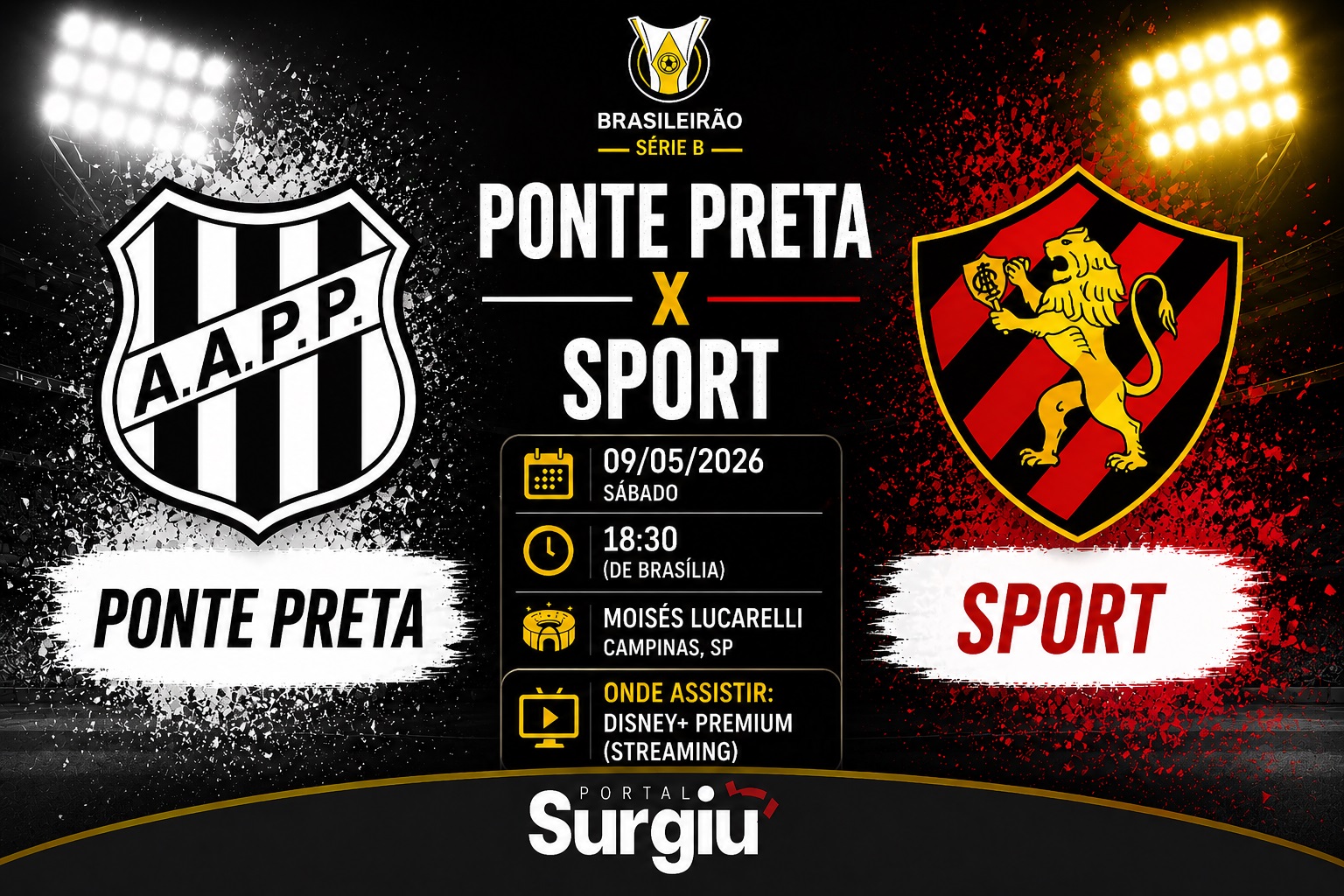 Ponte Preta x Sport: onde assistir, hor&aacute;rio e escala&ccedil;&otilde;es pela S&eacute;rie B