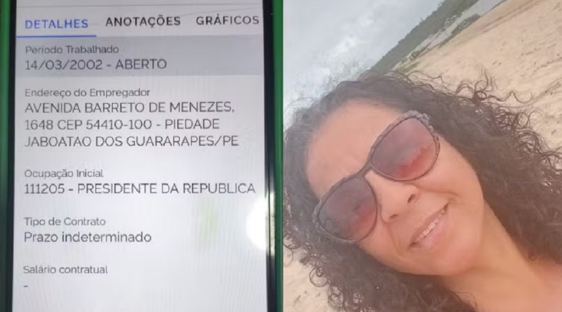 Mulher procura emprego e descobre registro como &ldquo;presidente da Rep&uacute;blica&rdquo; em carteira de trabalho