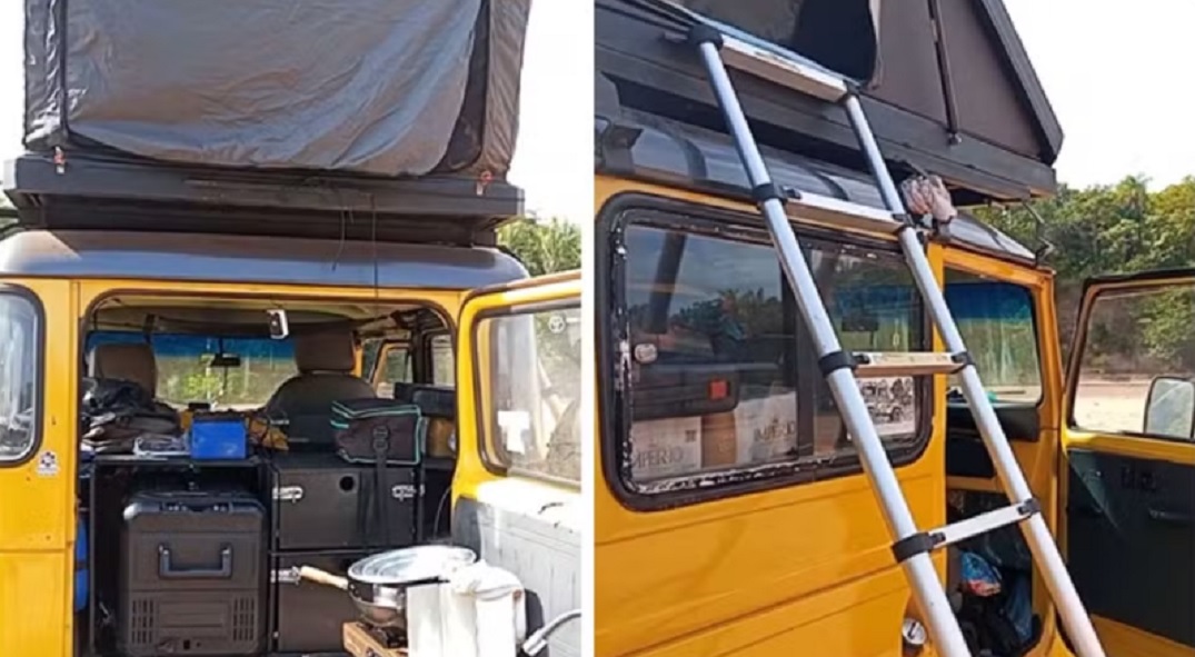 Casal transforma carro em casa sobre rodas para acampar &agrave;s margens do Rio Araguaia