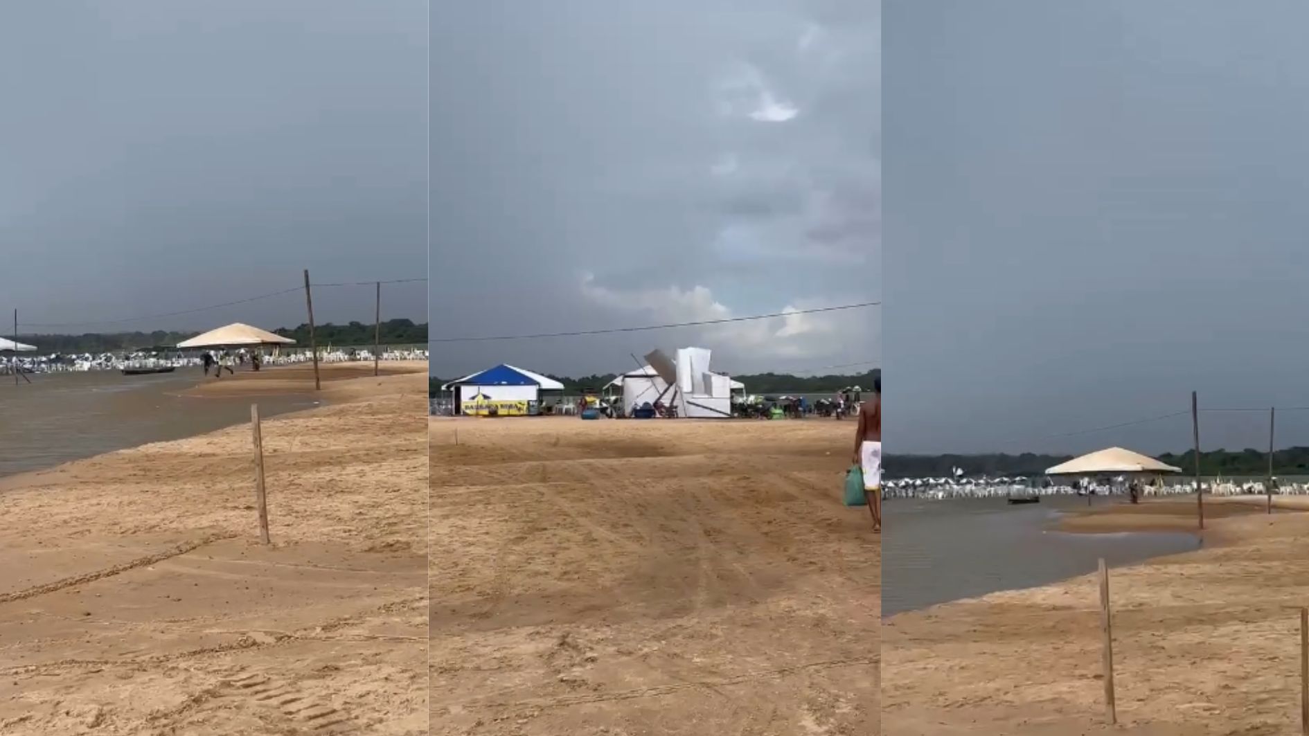 Ventania assusta banhistas e arranca estruturas em praia de Concei&ccedil;&atilde;o do Araguaia
