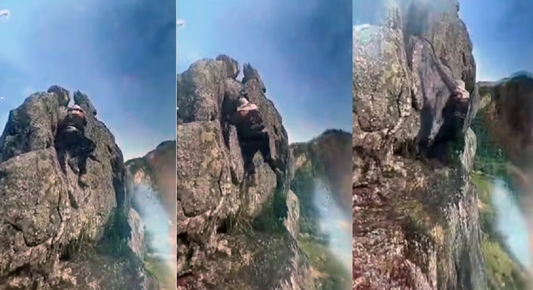 Homem morre ap&oacute;s cair de penhasco enquanto tirava foto em trilha; v&iacute;deo registra acidente