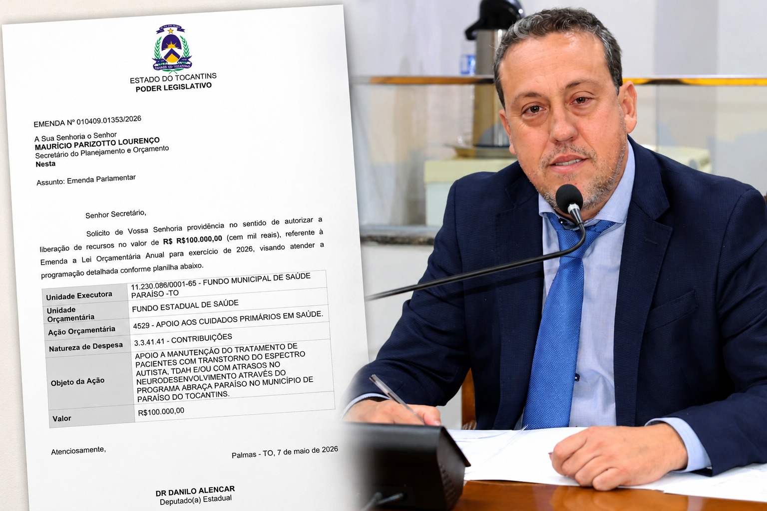 Deputado Dr. Danilo Alencar destina R$ 100 mil ao Programa Abra&ccedil;a Para&iacute;so