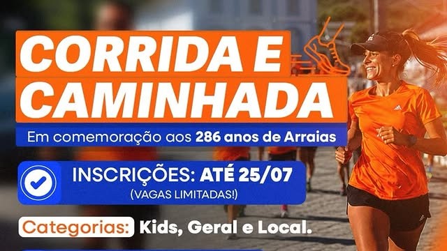Arraias 286 anos: Corrida e Caminhada celebrar&aacute; anivers&aacute;rio da cidade