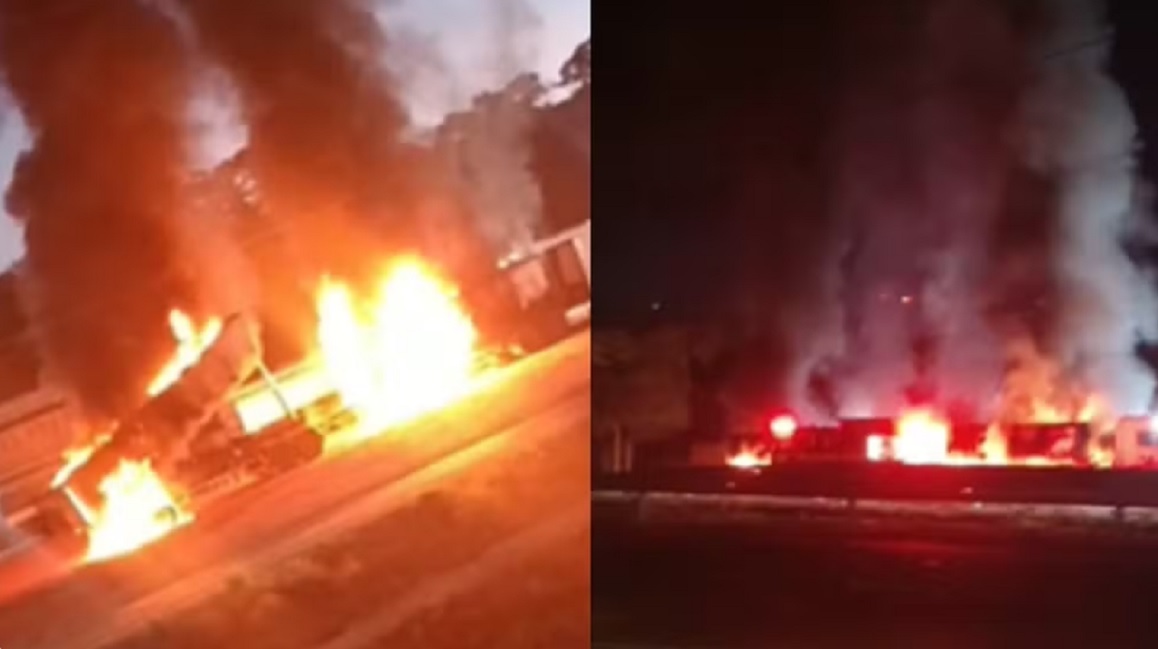 Caminhoneiro do Tocantins morre ap&oacute;s carreta atingir rede de alta tens&atilde;o e pegar fogo na BR-343