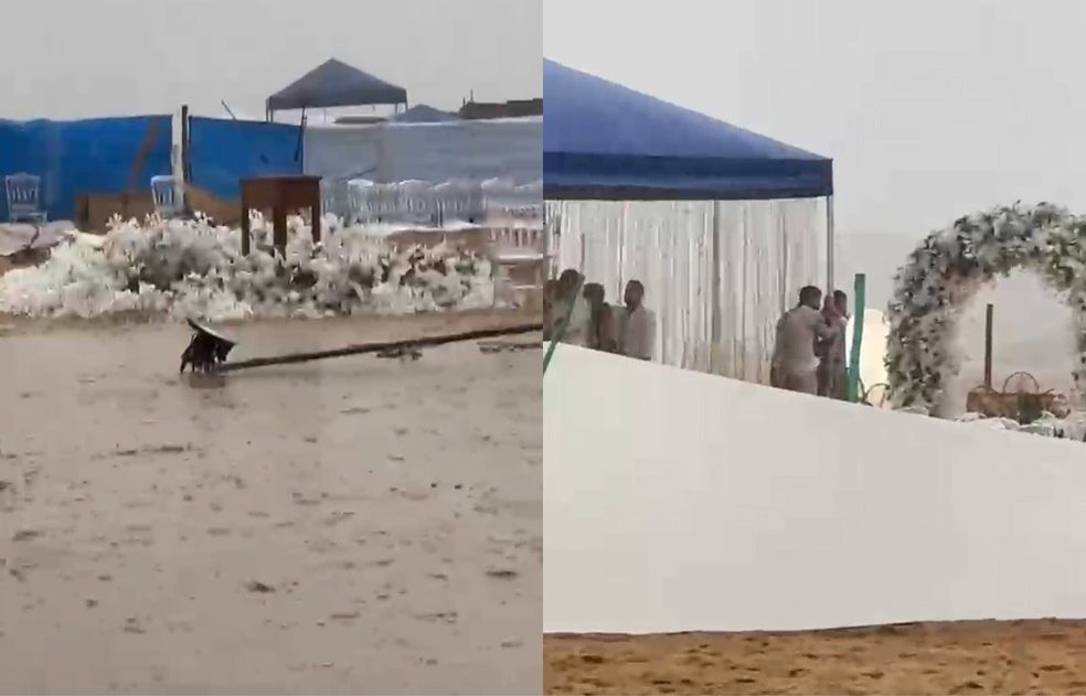Casamento em praia no Tocantins &eacute; interrompido por tempestade com ventos fortes
