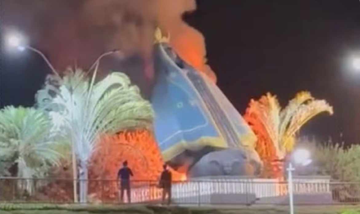V&iacute;deo mostra imagem de Nossa Senhora Aparecida desabando ap&oacute;s inc&ecirc;ndio