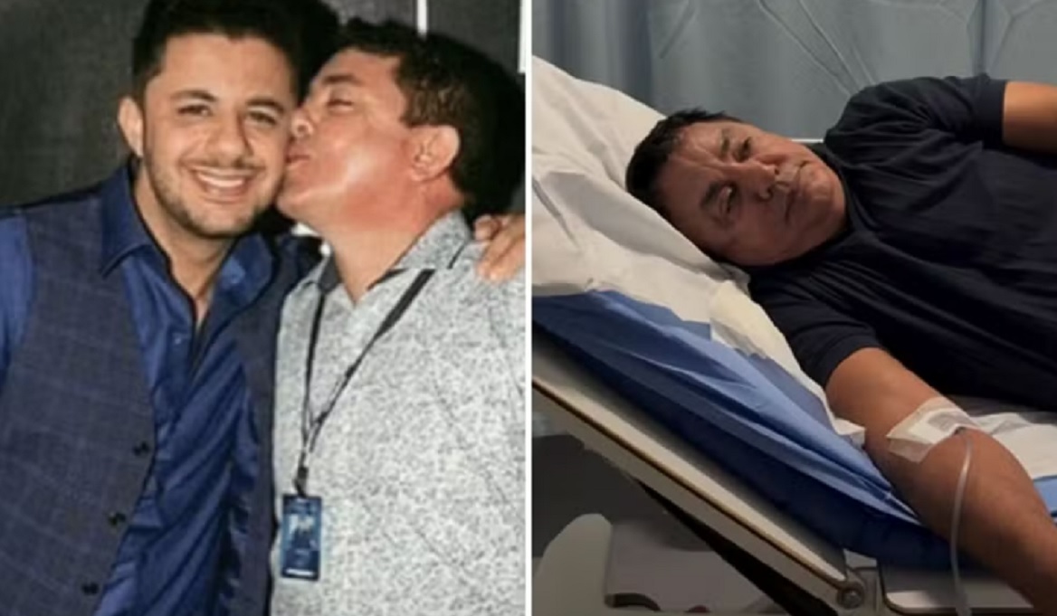 Pai de Cristiano Ara&uacute;jo &eacute; internado ap&oacute;s crise de c&oacute;lica renal e revela 40&ordf; pedra nos rins