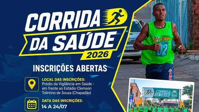 Corrida da Sa&uacute;de 2026: inscri&ccedil;&otilde;es abertas em Concei&ccedil;&atilde;o do Tocantins